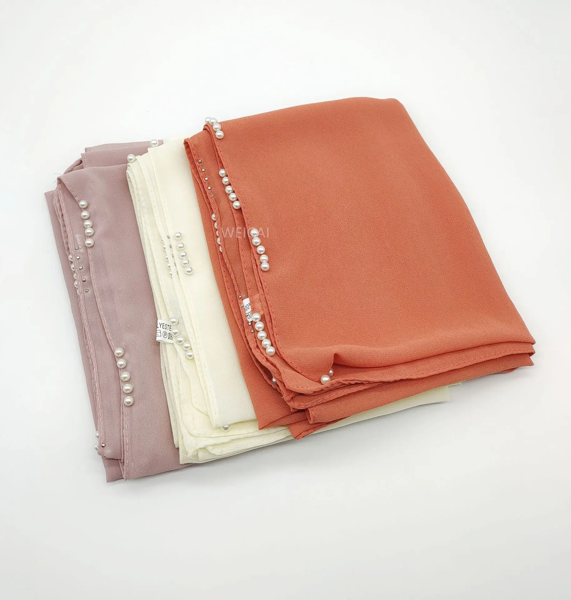 Жемчужный шифоновый шарф с бусинами малайский индонезийский платок хиджаб