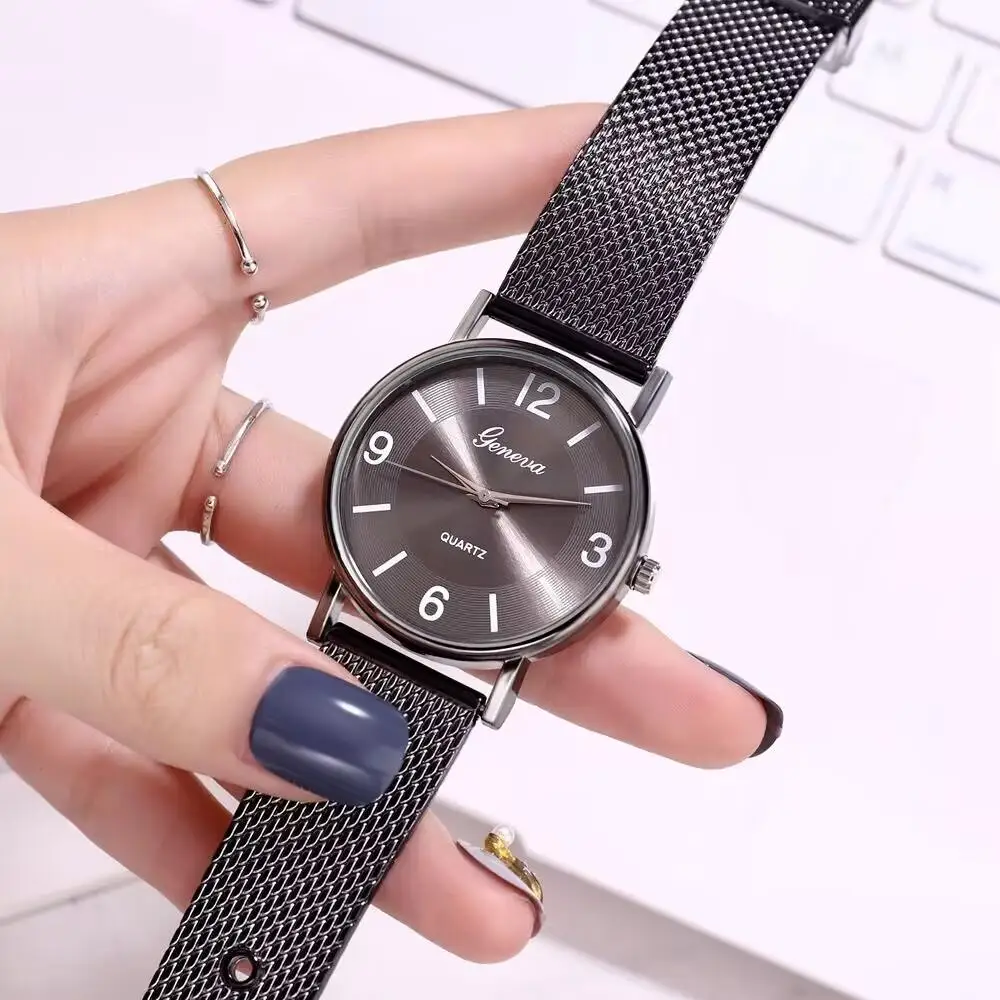 New soft mesh band simple digital electronic watches for men and women suitable unisex casual v women's