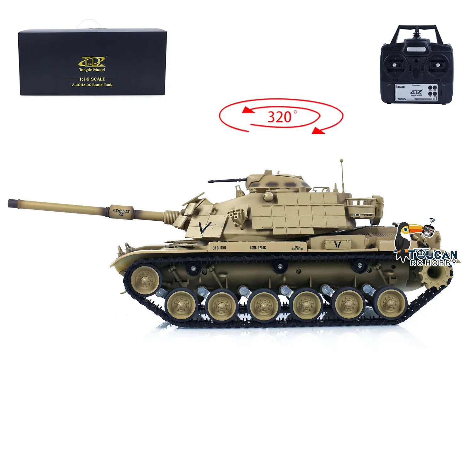 Фото В наличии TD 1/16 RC Tank BB Инфракрасная битва Tongde M60A1 ERA USA Модель танков с дистанционным управлением 320-градусная турель с вращением Звуковая игрушка №2