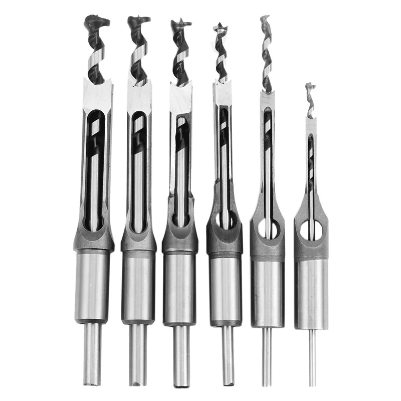 

6Pcs Woodworking Square Hole Drill Bit Mortising Chisel Set Mortiser Drill Bit For DIY Woodworking Tools
