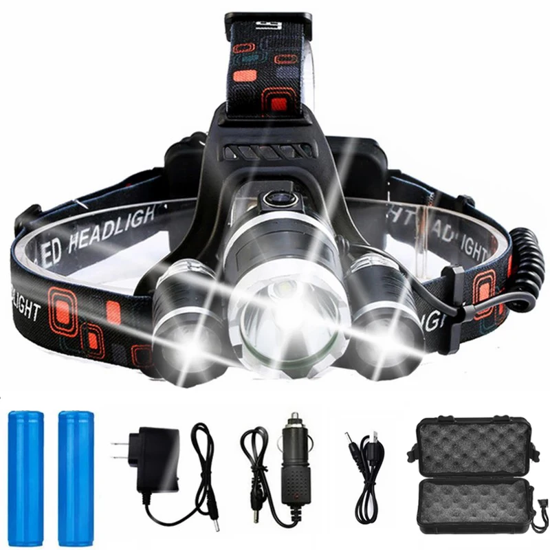 

Rechargeable 18650 Fishing Hunting For Light Headlamp 3 Camping Ultra Bright Headlight Waterproof 4 Mode Battery