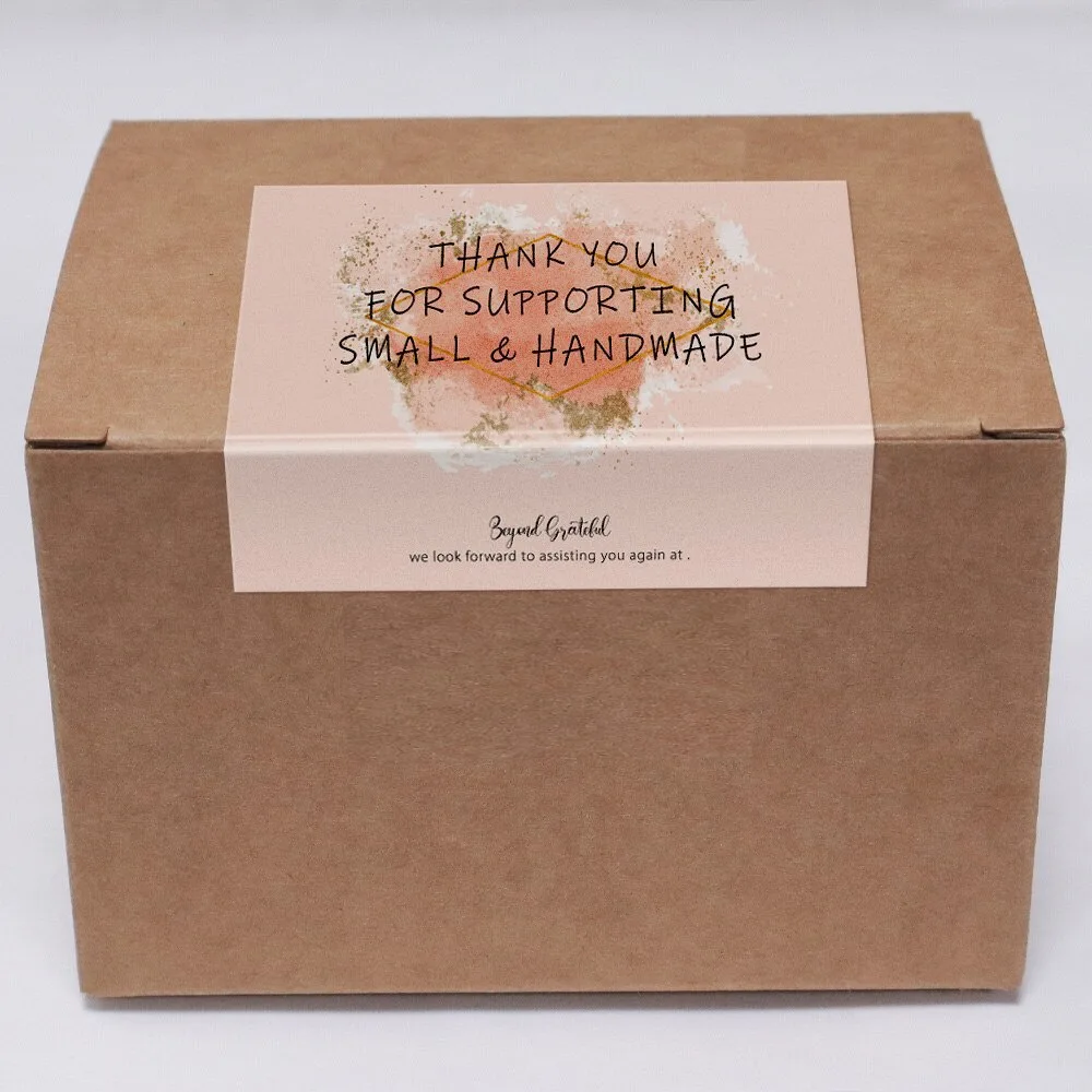 50PCS Rectangle Pink Self-adhesive Coated Paper Thank You Sticker Gift Box Sealed Label Small Bussiness Handmade Package Supply - купить по
