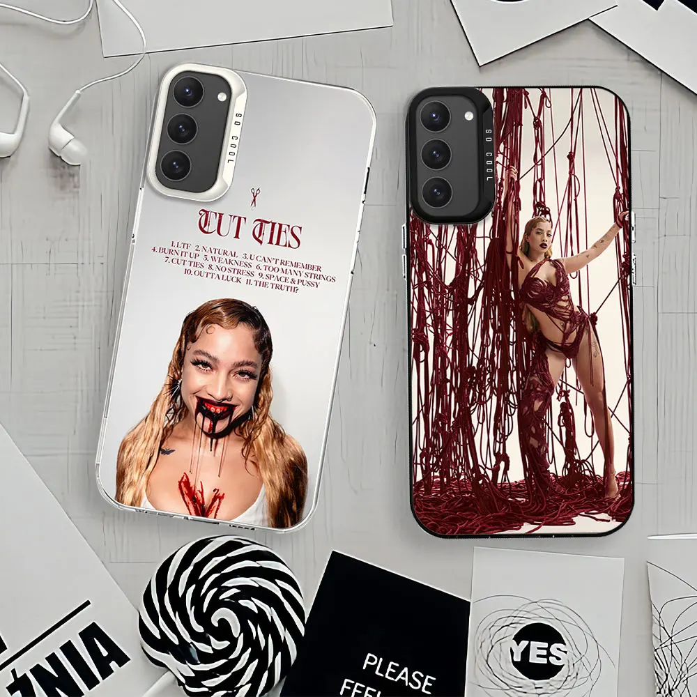 Singer Kiana Ledé Cut Ties For Samsung Galaxy A52 A324G S23 S22 S24 Ultra Black White Shockproof Cover Laser IMD Phone Case
