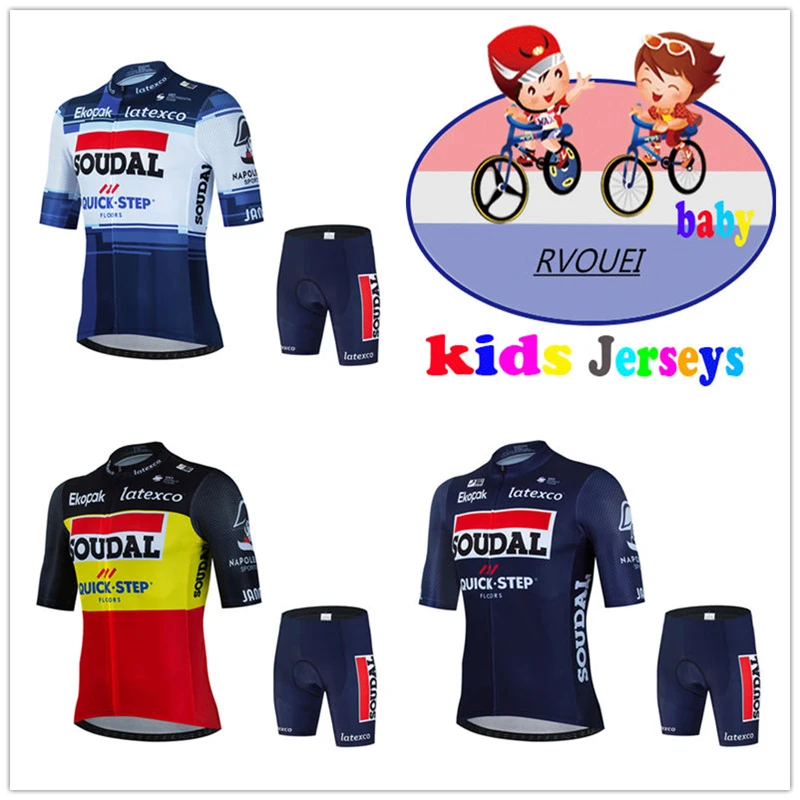 Фото Soudal Quick Step, летняя детская одежда для велосипеда для девочек, короткий велосипедный трикотаж, детская спортивная одежда для дорожного велосипеда, Ropa Ciclismo Hombre №1