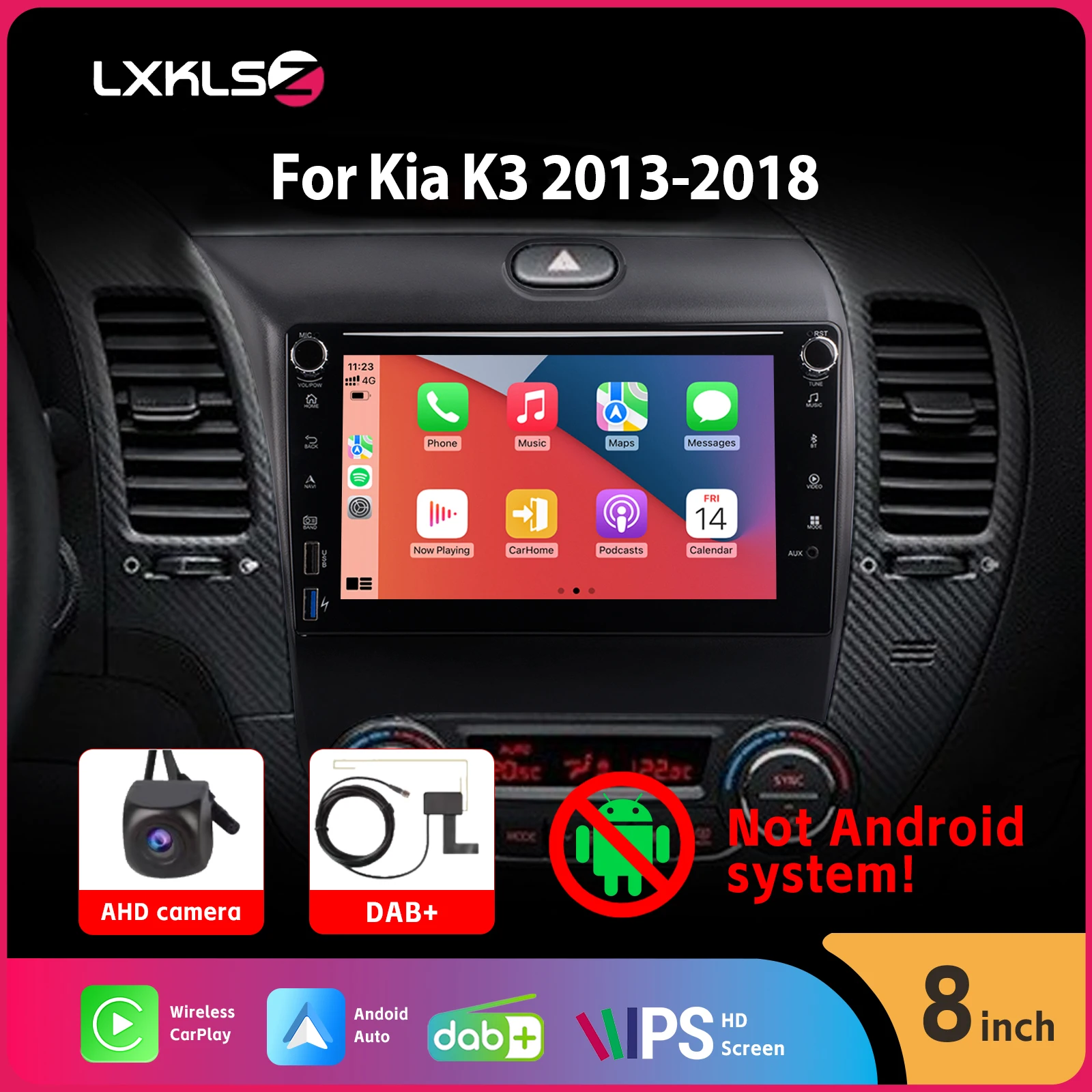 Автомобильное радио с сенсорным экраном IPS 8 дюймов и беспроводной Carplay DAB+ Android Auto