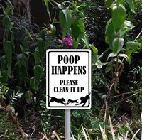 poop happens please clean it up no pooping sign aluminum and pvc yard sign with adjustable stake made in the usa by mysigncra