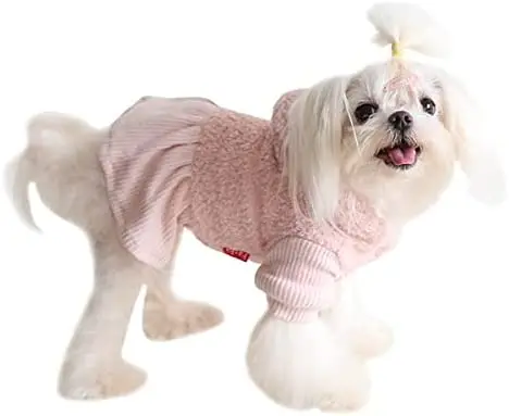 

Dress Dog Clothe Dog Costume Doggie Dress Cat Outfits Apparel Teddy Fleece Hooded Cotton Skirt Autumn and Winter Cat Clothing