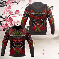 new japanese samurai tattoo 3d printing new mens sweatshirt harajuku zip hoodie casual unisex jacket pullover style 04
