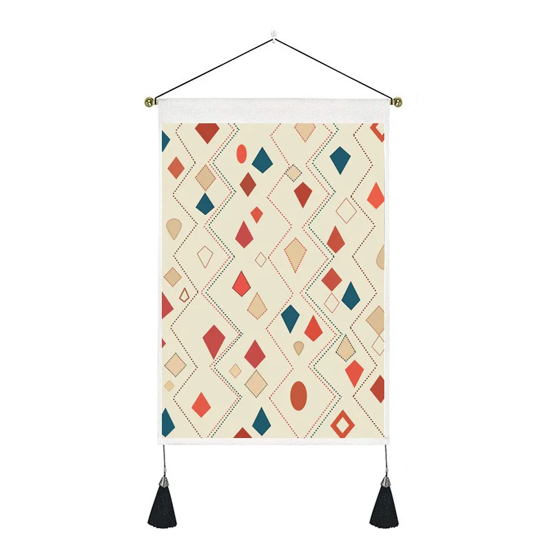 

Rhombu Decorative Tapestry Bohemian Style Rectangular Tapestry Hanging Painting Polyester Material Living Room Bedroom Art Decor