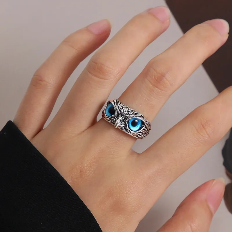 

NEW Retro Cute Simple Design Owl Ring Eyes Color Men Women Engagement Wedding Rings Jewelry Gifts Resizable Rings Jewelry Gifts