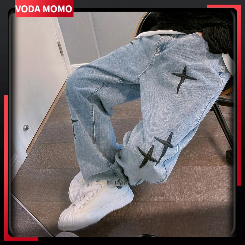 

Men's jeans Neutral Wide Leg Denim Trousers Loose Straight Men Jeans asthetic Man Jeans Pants for boy Casual Baggy hip hop 2022