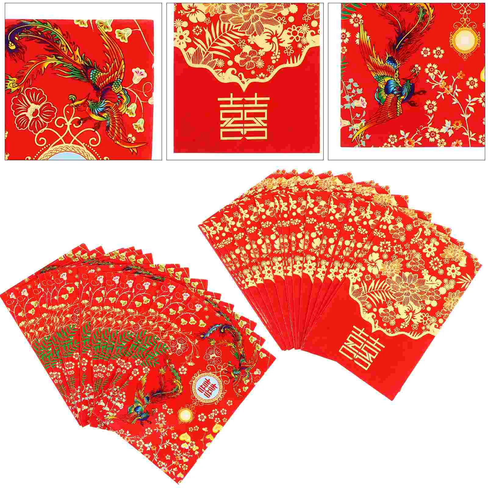 

Красные Свадебные китайские конверты для денег, конверты, подарочные пакеты на удачу, банкноты Bao Hong Year Hongbao, карманные новые праздничные Сва...