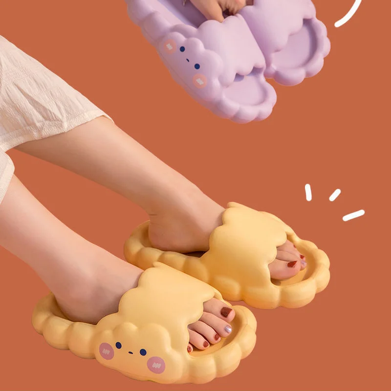 Cloud Women's Sandals Cute Smiley Face Slides Fashion Flat Beach Slippers Woman Slipper Summer New 2023 Home Indoor House White