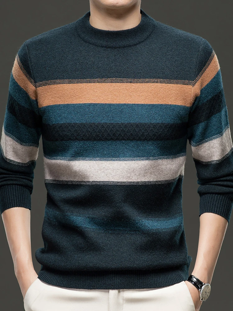 Nanjiren Warm Sweater Men's Thickened Knit Autumn and Winter Business Casual Trendy Light Luxury Inner wear Top Clothes
