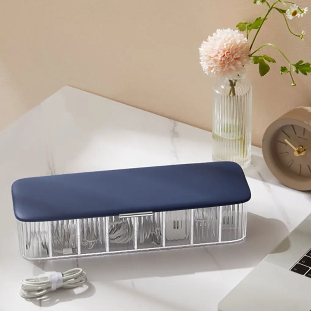 

Data Cable Storage Box with Cover Transparent Organizer Phone Charger Charging Cables Management Container Sorting Case