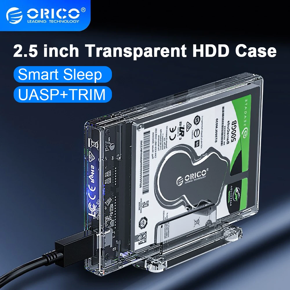 

Внешний жесткий диск ORICO, внешний жесткий диск на 4 ТБ, HDD, 2,5 дюйма, SATA на USB 3,0, прозрачный корпус для жесткого диска с подставкой для SSD, диска, HDD