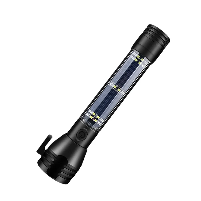 

Function USB Rechargeable All-in-One 7-Mode LED tactical solar led flashlights with Glass Breaker Seatbelt Cutter