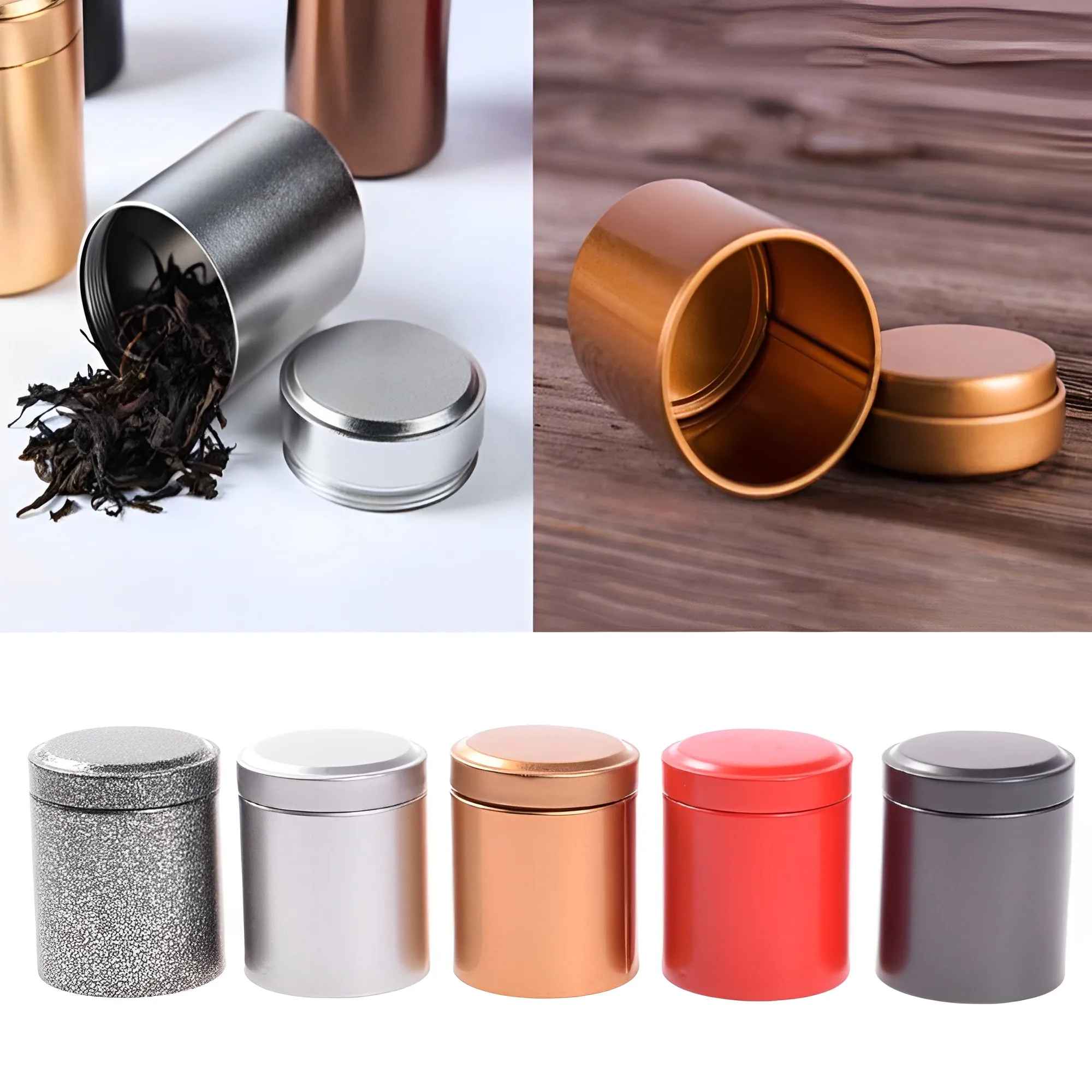 

Solid Color Airtight Smell Proof Container Aluminum Herb Stash Metal Sealed Can Tea Jar Storage Boxes For Coffee Tea Iron Box