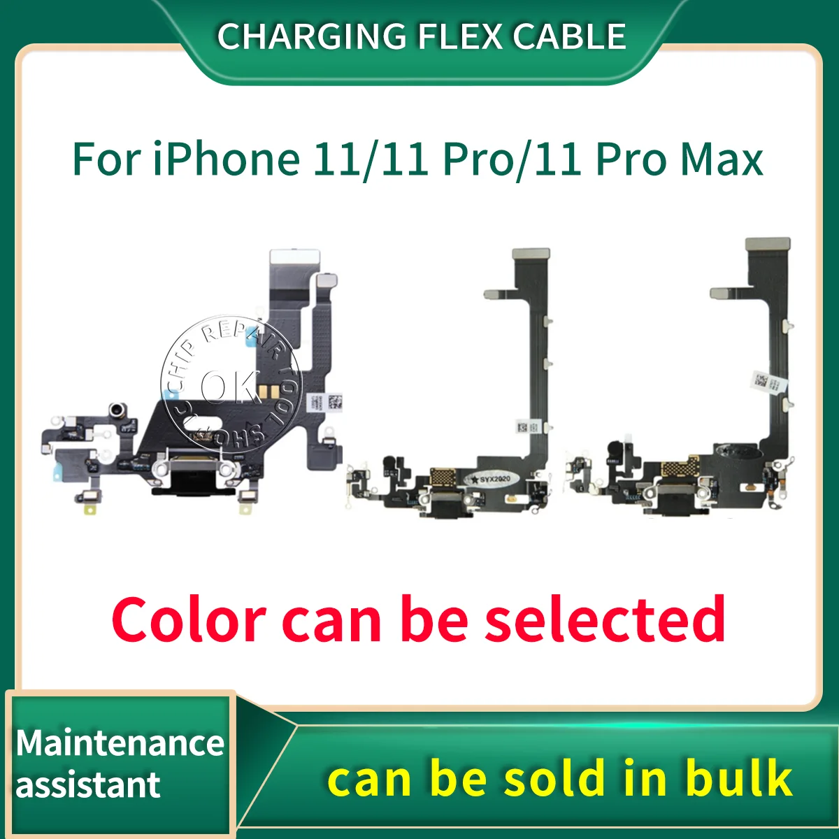 Фото Зарядный гибкий кабель для iPhone 11 Pro Max, USB-штекер, зарядный порт, док-разъем с микрофоном, аудиоразъем для наушников, гибкий кабель №1