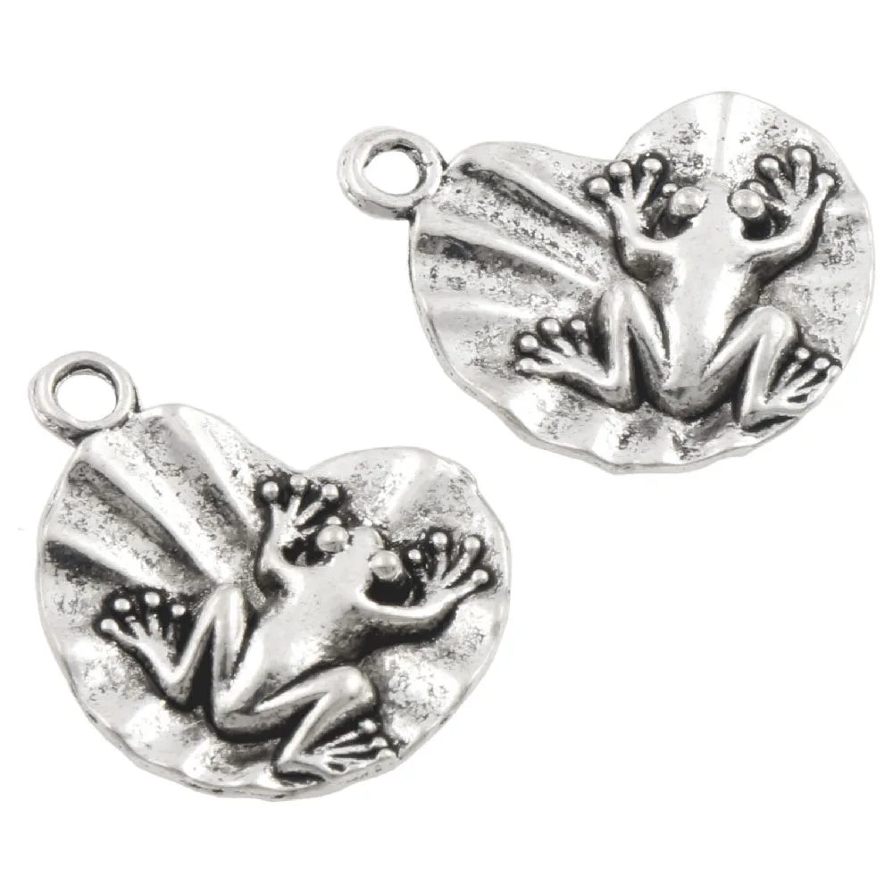 

Frog On Lotus Leaf Spacer Charm Beads Tibetan Silver 20.5x17.7mm 30Pcs Zinc Alloy Pendants Jewelry Finding L041