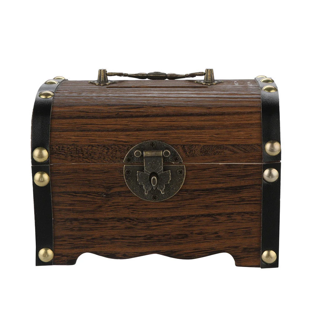 

Box Woodentreasure Bank Wood Jewelry Money Piratestorage Kids Keepsake Saving Vintage Decorative Stash Gift Savings Piggytrinket