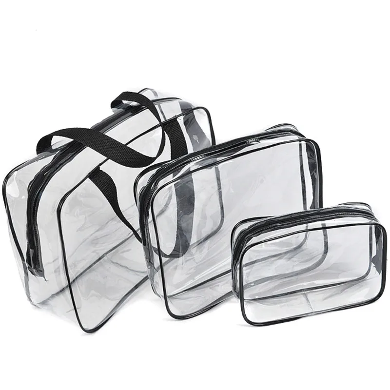 

3pcs/set Women Travel Transparent Waterproof Toiletry Wash Bathing Supplies Storage Bag Makeup Cosmetic Bag PVC Pouch Beautician