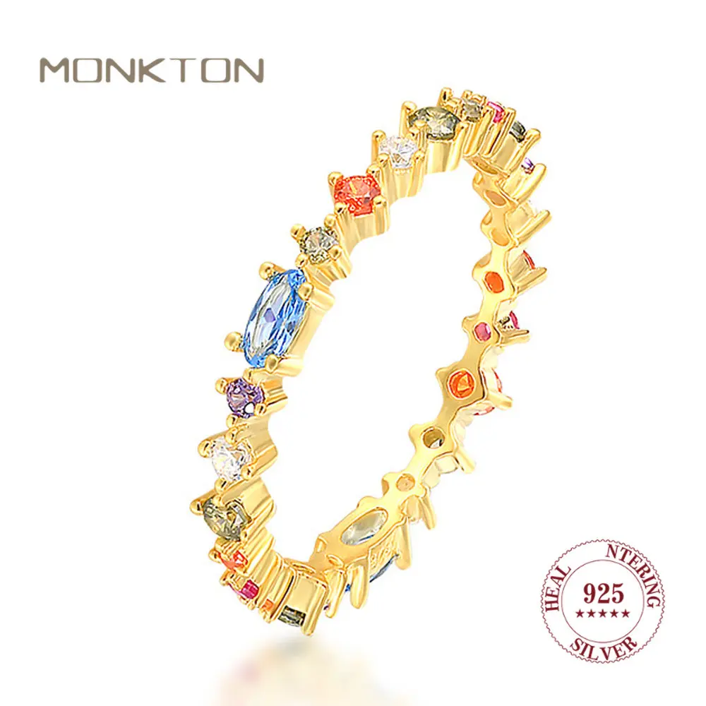 

Monkton Fashion Colorful Cubic Zirconia Ring 925 Sterling Silver Weddding Rings for Women Fine Jewelry Gifts Anillos