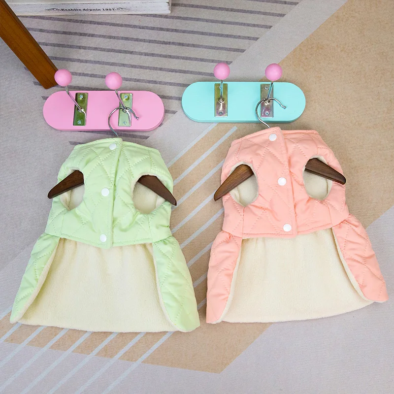 Зимнее теплое платье для собаки удобное пальто щенка утепленная одежда домашних