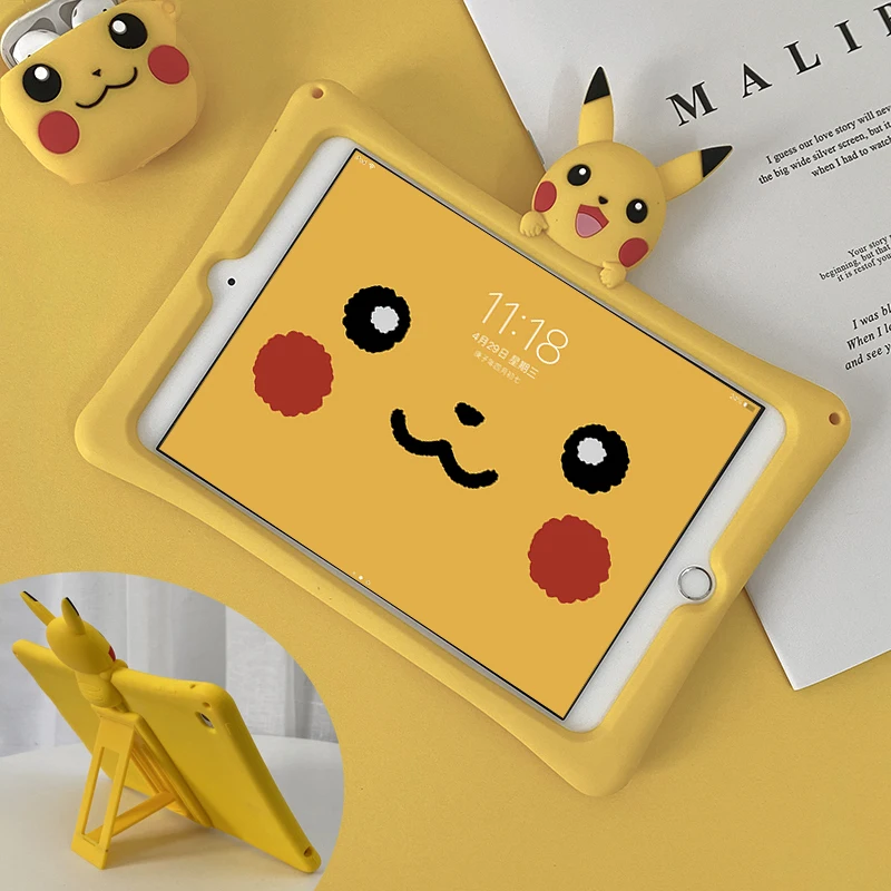 Pikachu Ipad hava 4 2020 Ipad 10.2 nesil Kawaii Ipad Pro 11 2020 Mini 4 5 durumda damla geçirmez su geçirmez
