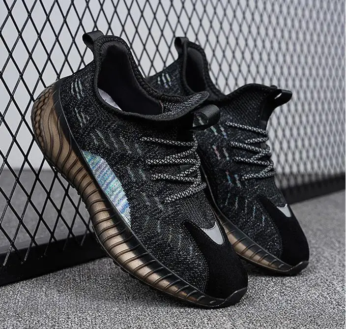 

white fashion casual men shoes flying air mesh breathable spring autumn outdoor sport run travel plat Men's sneakers