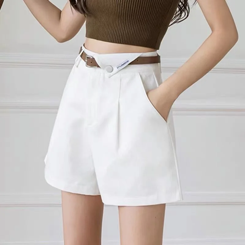 Boxer Wide High Waist Womens Shorts Yellow Kawaii Short Pants for Women To Wear Cute Baggy Loose Black Clothes Classic Vintage