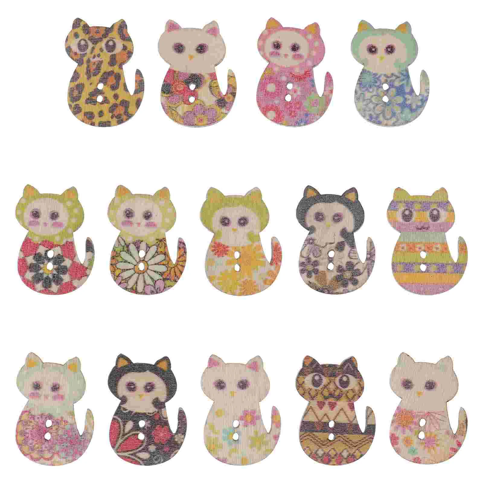 

Buttons Sewing Wooden Crafts Cat Printing Wood Shaped Button Clothes Animal Large Fall Accessories
