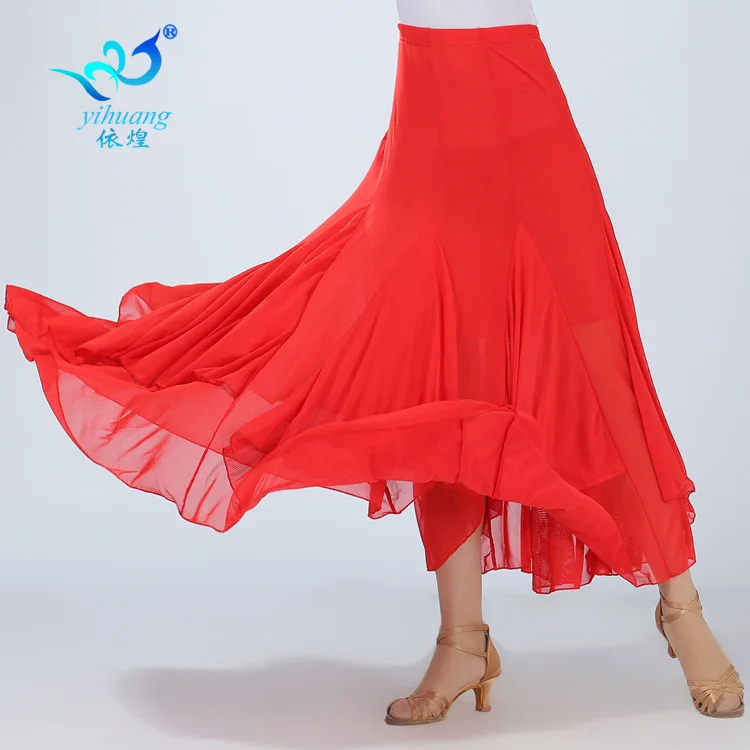 

1pcs/lot woman milk silk solid ballroom dancing skirt female Modern Waltz National Standard Dance Wear