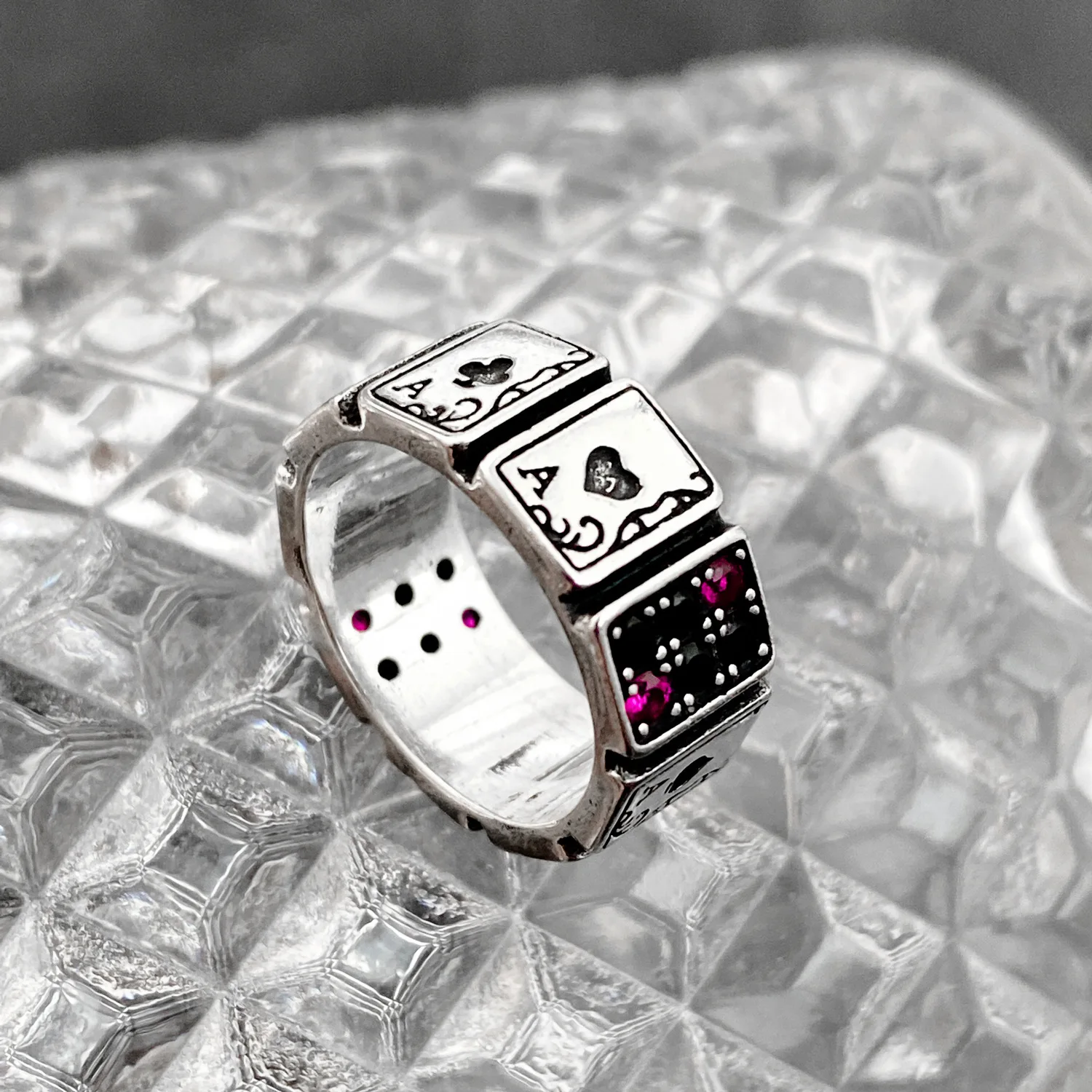 

Fashion Rings for Women Poker Design Rings Opening Is Adjustable In Size Zinc Alloy Party Vacation Travel Jewelry Rings