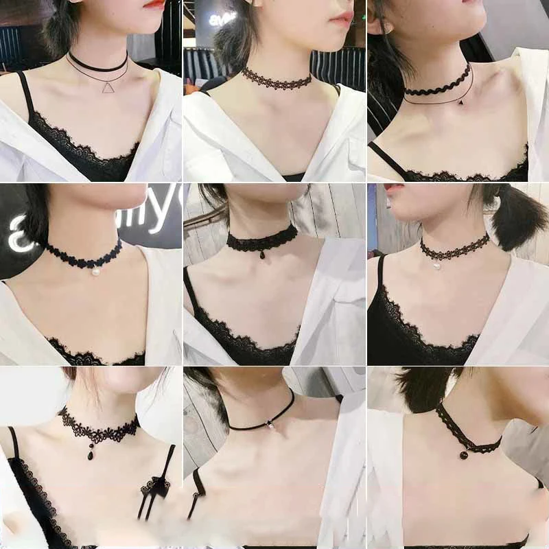 

20 PCS Choker Necklaces Set Including 16 Pcs Black Choker Necklaces and 6 Pcs Extender Chains for Women Girls