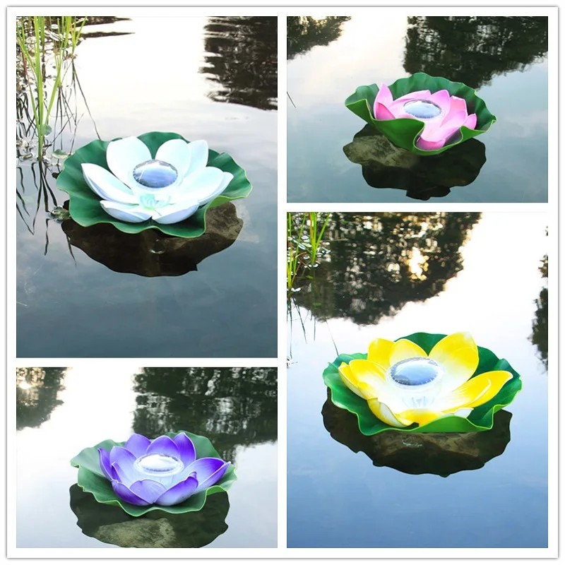 Solar Powered LED Flower Light Floating Fountain Pond Pool Lamp Lotuswer Light Solar Led Light Outdoor Garden Lights Lotus Light