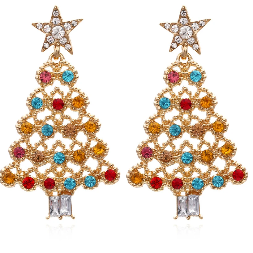 

2022 Rhinestone Christmas Tree Earrings Wholesale
