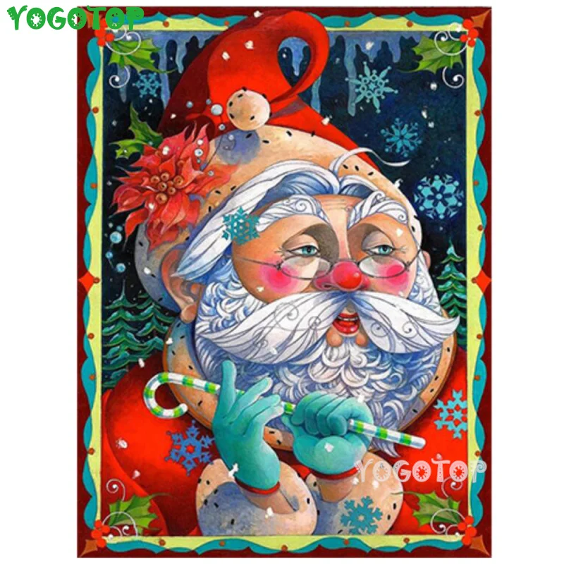 

Полная квадратная круглая Алмазная картина Diy мозаика Санта-Клаус Мультяшные бусины вышивка Рождественский подарок украшение на стену YY5924