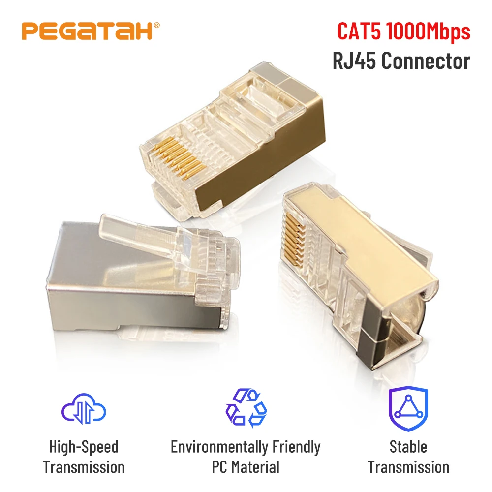 Сетевая Розетка PEGATAH RJ45 8P8C CAT5E Позолоченная Экранированная