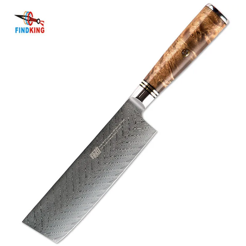 

FINDKING Kitchen Knife 67 Layers Damascus Steel 6.5 Inch Chef Slicing Cleaver Nakiri Damascus Knife For Cutting Vegetables Meat