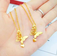 anglang yellow crystal butterfly shape pendant necklaces for women girl gold tone choker chain jewelry engagement gifts