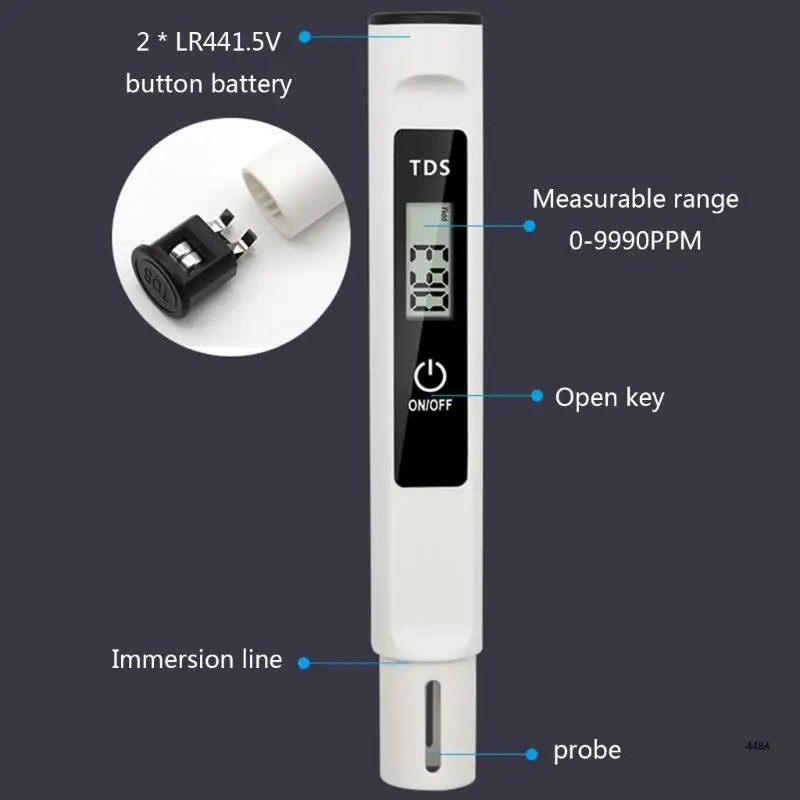 Ручной TDS Digitals Water Tester Test Pen Измеритель качества воды 0-9990PPM