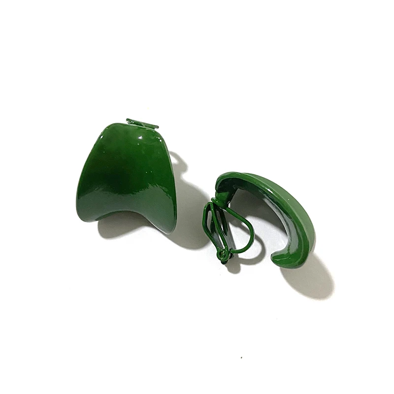 

Irregular Green Clip on Earrings No Hole Ear Clips Geometry Clip Earring Without Piercing Minimalist Earring CE770m