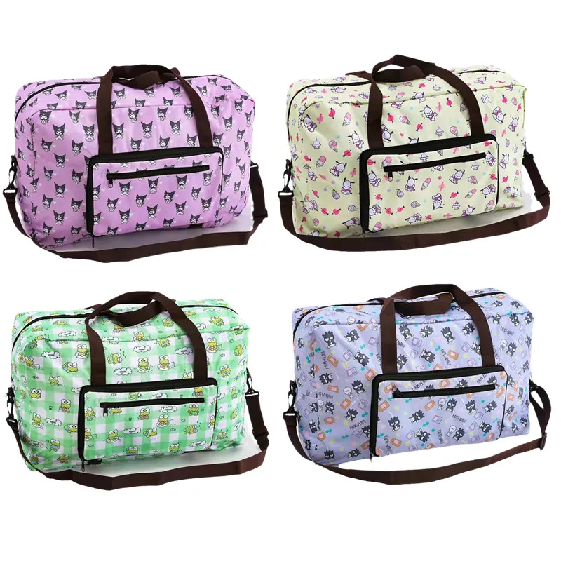 Kawaii Sanriod Anime Series Hello Kittyd Kuromi Pochacco Travel Bag Water Proof Luggage Bags Foldable Messenger Storage Bag Gift