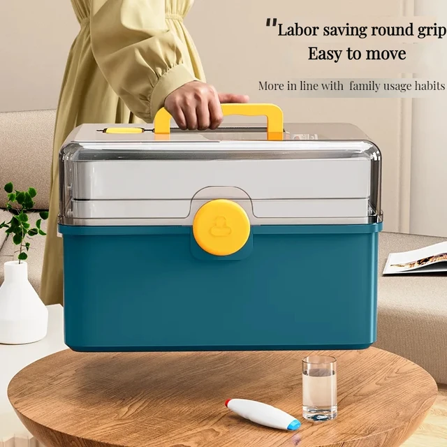 Home Family First Aid Kit Box with Handle Multi-functional Household Convenient Medicine Storage Box Portable Medicine Box 2
