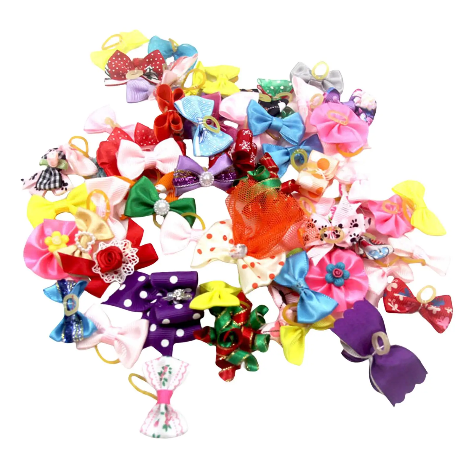 

30x Pet Grooming Bows, Mini Handmade Color Hair Accessories,