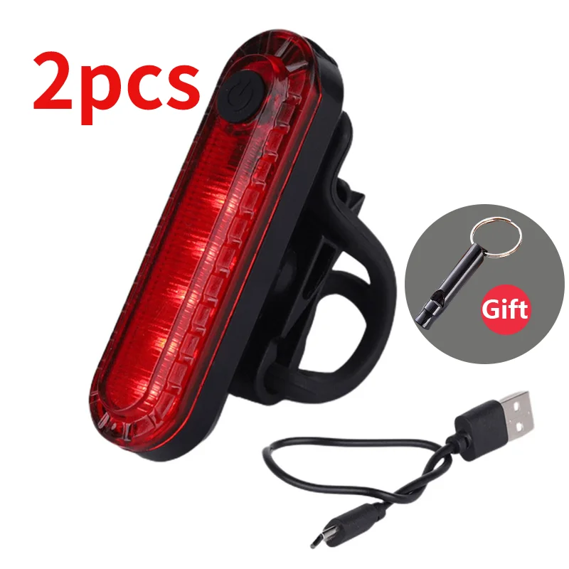 

Задний велосипедный фонарь, водонепроницаемый фонарь, красная подсветка, зарядка через USB, для занятий спортом на открытом воздухе, 2 шт.