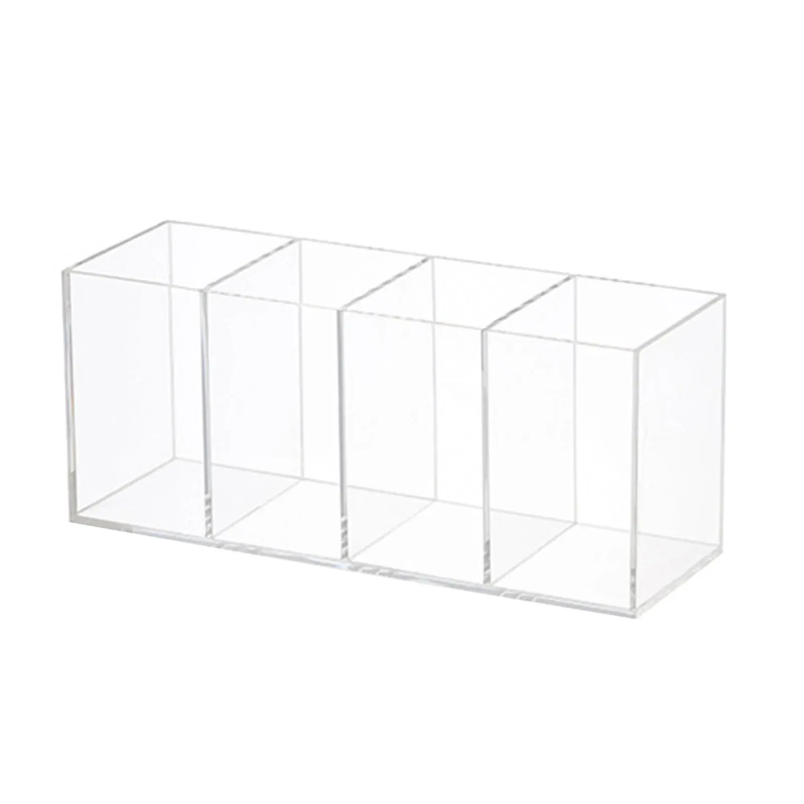 

Desk Organizer Modern Large Capacity Cosmetic Brush Storage Box Kitchen Gift School Pen Holder 4 Compartment Clear Acrylic