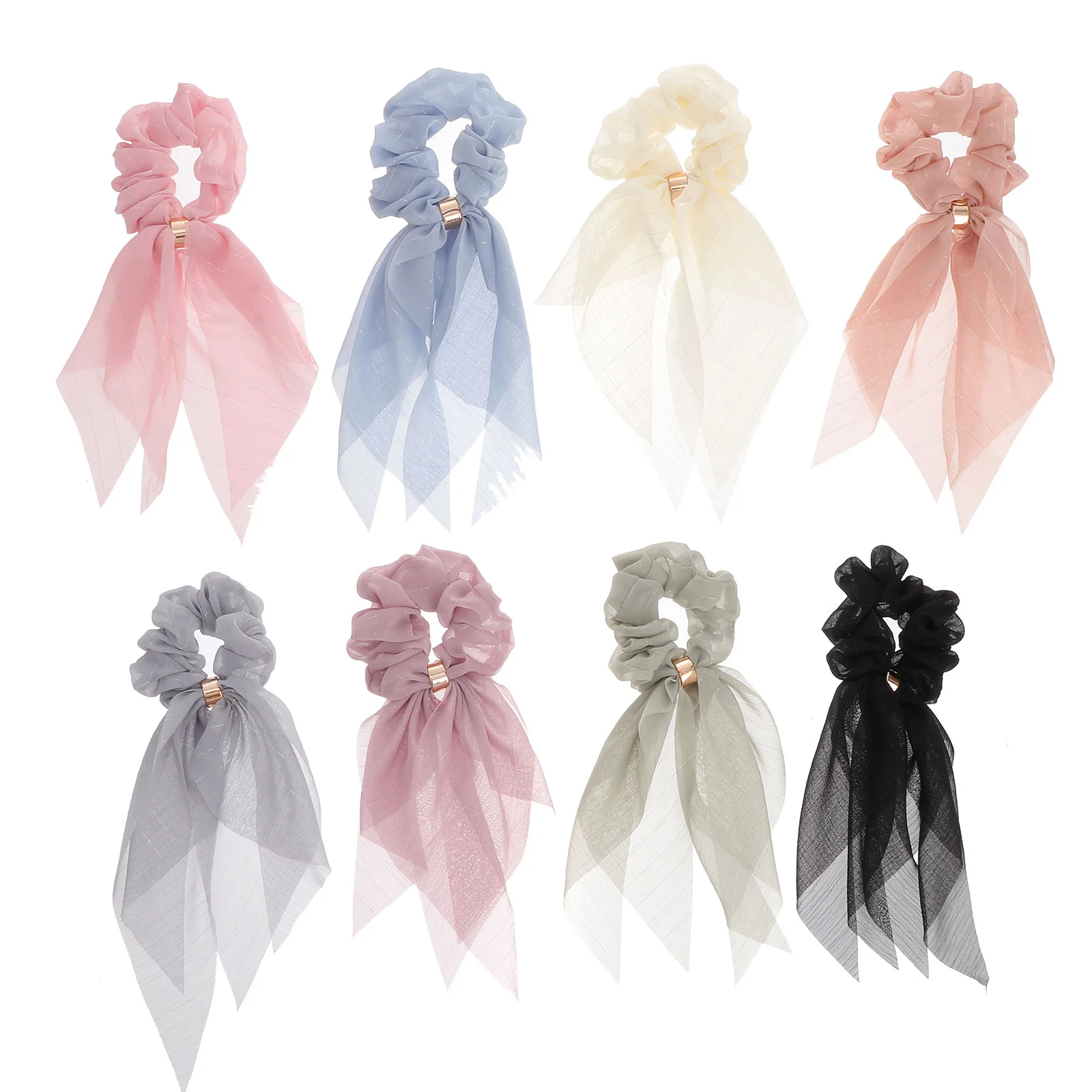 

8Pcs Long Ribbon Ponytail Holders Hair Ropes Elastic Hair Band Fabric Hair Tie Hair Rings Accessories for women