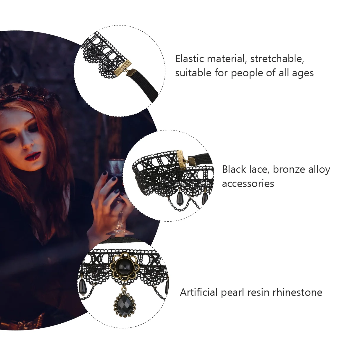 Повязка на голову вампира Oween Hends Fo для женщин кружевные повязки волос Хэллоуин